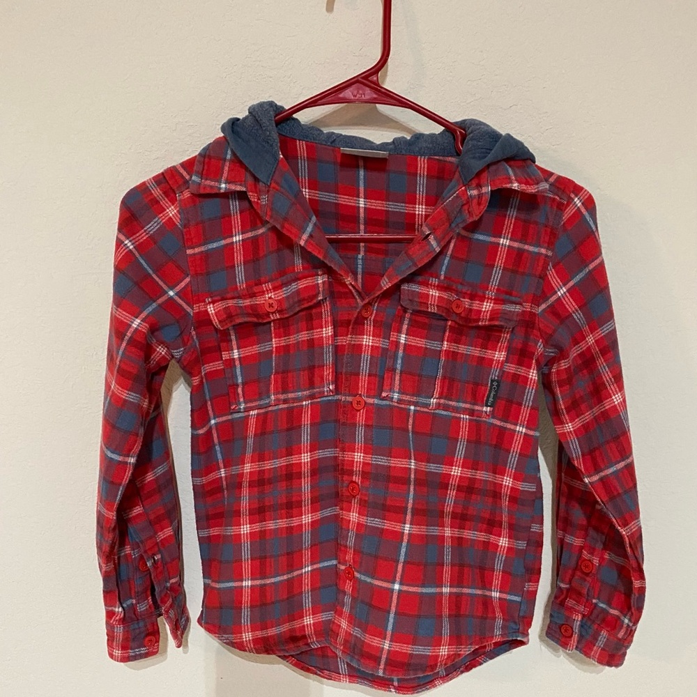 Boys size Small Columbia Flannel button down hoodie.  Gently pre-owned.